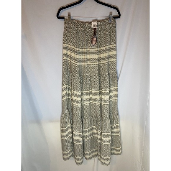 Spoon Jeans Aztec Print Maxi Tiered Skirt Drawstring Size L NWT - Picture 1 of 4